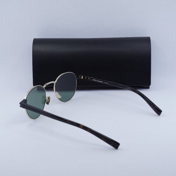 Saint Laurent SL707 002 Round Sunglasses - Gold & Havana/Green - Picture 10 of 10